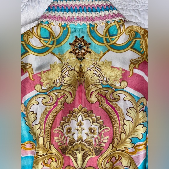 🩷SOLD🩷Camilla Shift Shirt Dress With Crochet Collar Sail Away With Me - Picture 15 of 17